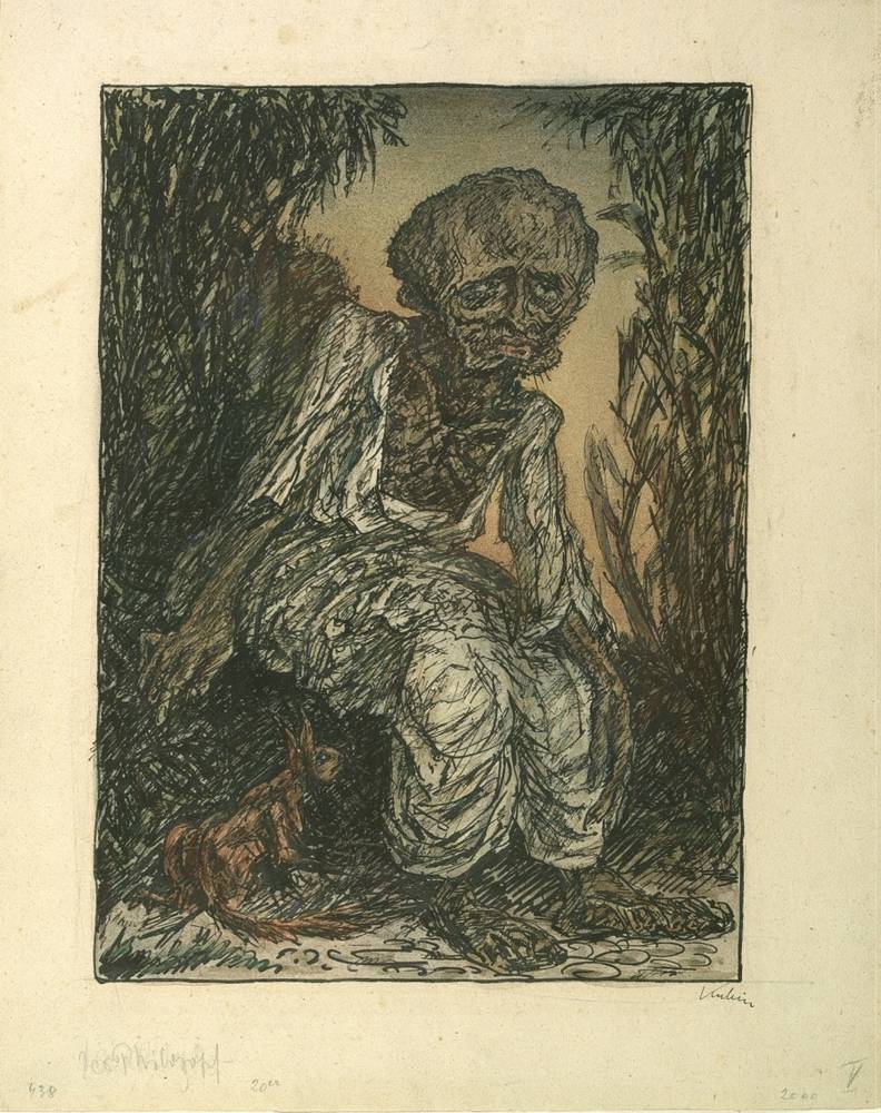 Alfred Kubin (1877–1959), Der Philosoph, um 1920, Aquarell, Tusche, gespritzt auf Katasterpapier, Oberösterreichisches Landesmuseum, Grafische Sammlung der Landesgalerie Linz, Inv.-Nr. Ha 3357 II, © Eberhard Spangenberg, München/Bildrecht Wien, 2019