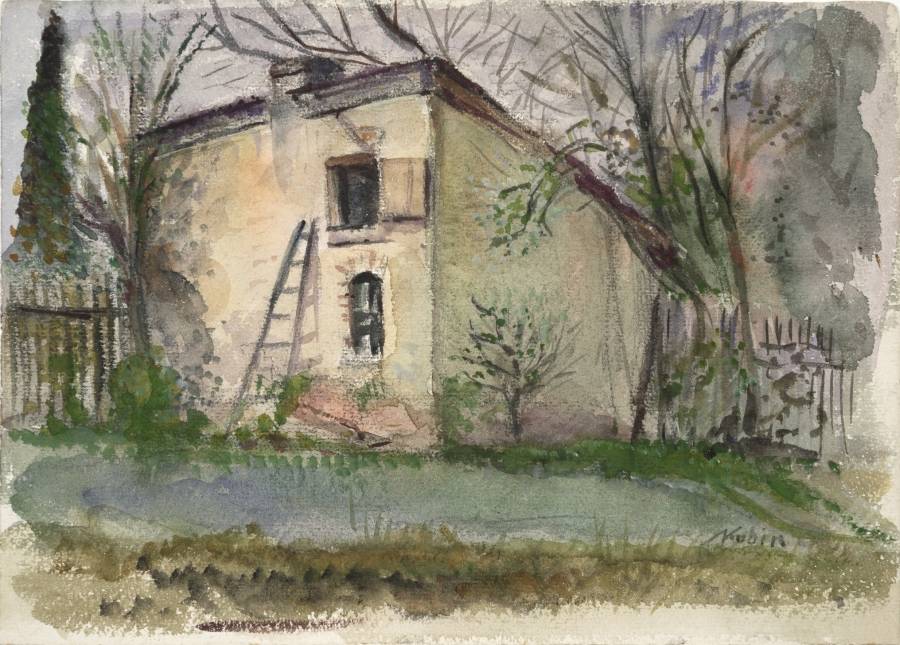 Alfred Kubin (1877–1959), An der Bergstraße, um 1898, Aquarell auf Karton, Oberösterreichisches Landesmuseum, Grafische Sammlung der Landesgalerie Linz, Inv.-Nr. Ha 7343 II, © Eberhard Spangenberg, München/Bildrecht Wien, 2019