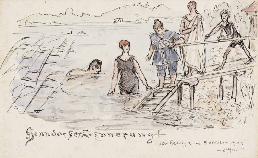 Alfred Kubin (1877–1959), Henndorfer Erinnerung, 1923, Tuschfeder, Aquarell auf Katasterpapier, Salzburg Museum, © Eberhard Spangenberg, München/Bildrecht Wien, 2019