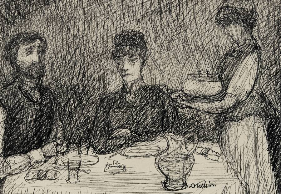 Alfred Kubin (1877–1959), Meine Eltern, 1953, Tuschfeder auf Katasterpapier, Salzburg Museum, © Eberhard Spangenberg, München/Bildrecht Wien, 2019