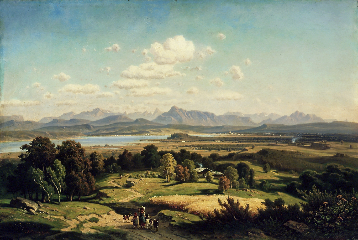 Blick vom Tannberg über den Wallersee gegen Süden, Josef Mayburger, 1870, Inv.-Nr. 169-50
