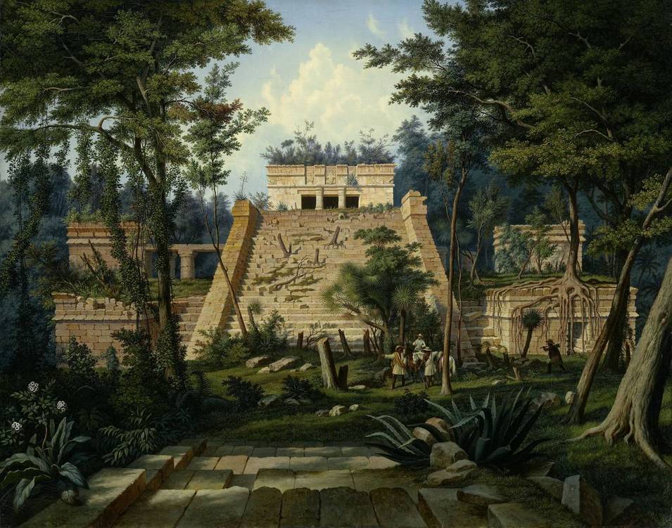 Hubert Sattler (1817–1904), Der Tempel El Castillo bei Tulum (Mexiko), 1856, Öl auf Leinwand, © Salzburg Museum