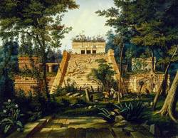 Der Tempel von Tulum in Yukatan in Zentralamerika, 1856, Öl auf Leinwand, Salzburg Museum, Inv.-Nr. 5654-49