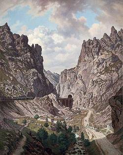 "Der Engpaß von Pancorbo in Spanien", 1862, Öl auf Leinwand, Salzburg Museum, Inv.-Nr. 9022-49