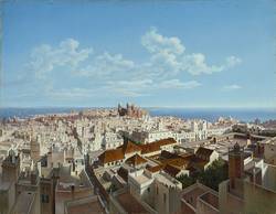 "Cadix [Cádiz], aufgenommen vom Thurme Tavira [Torre Tavira], Aussicht nach Süden", 1867, Öl auf Leinwand, Salzburg Museum, Inv.-Nr. 5059-49