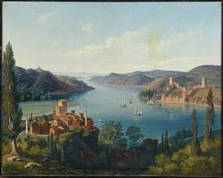 "Der Bosporus mit der Fernsicht auf Constantinopel, von der asiatischen Seite aufgenommen", 1854, Öl auf Leinwand, Salzburg Museum, Inv.-Nr. 9090-49