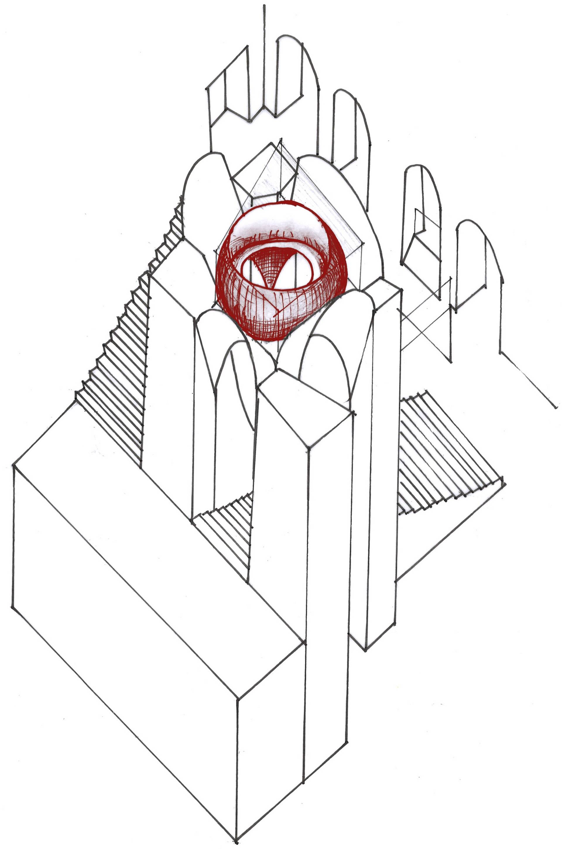 Skizze der Treppe und des Lichthofs, © Schenker-Salvi-Weber-und-Eidos